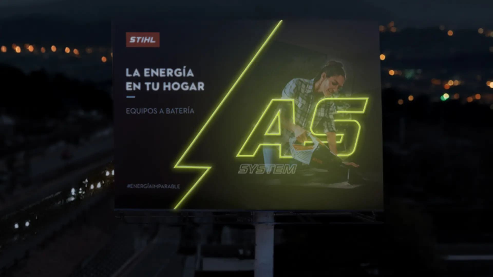 Publicidad con luces led en stihl